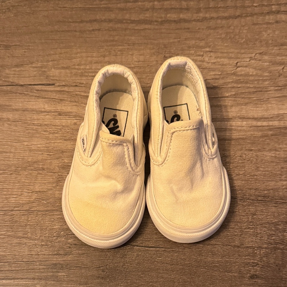 Vans Cream Kids Slip-On Sneakers